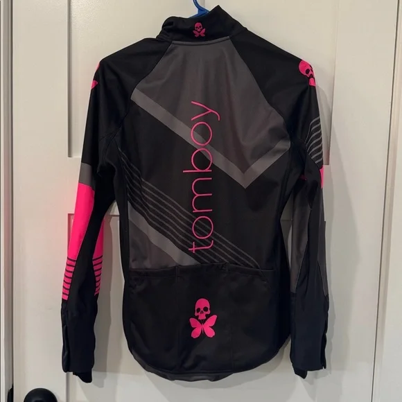 Betty Designs Black and Pink Tomboy Cycling Polar Jacket. Medium - Picture 3 of 8
